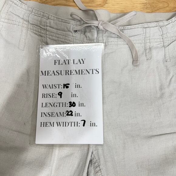 J. Jill Cropped Linen Pants Women's 8 Petite Cream Straight Leg Front Tie - Picture 9 of 9